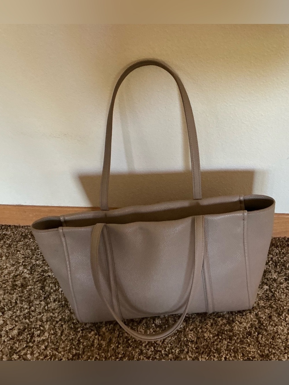 NEW $169 CALVIN KLEIN Dessert TAUPE PURSE Emblem Logo Hardware Pebble Tote Bag - Picture 4 of 12